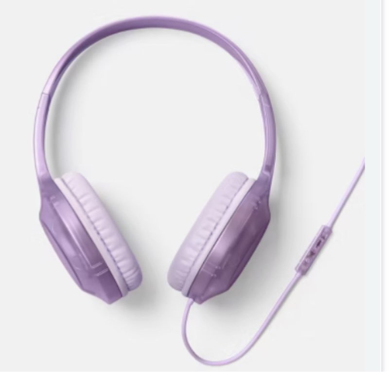 Wired On-Ear Translucent Jelly Headphones purple