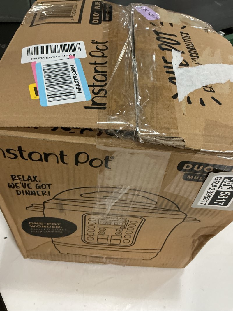 Condition photo showing As Is for Instant Pot Duo Plus 9-in-1 Multicooker, Pressure Cooker, Slow Cook, Rice Maker, Steamer, Sauté, Yogurt, Warmer & Sterilizer, Includes App With Over 800 Recipes, Stainless Steel, 6 Quarts