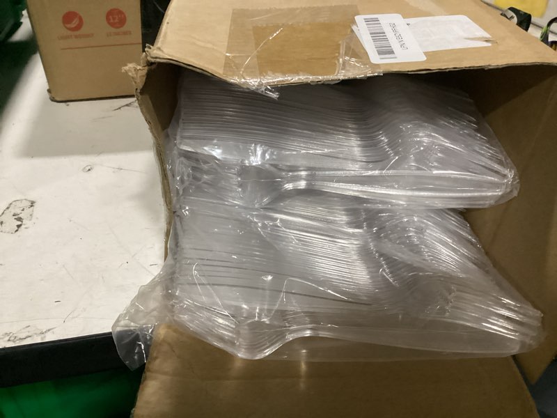 Condition photo showing Good Condition for hushee 400 pcs clear plastic dessert plates 6'' with forks 7'' for cake appetizer, 200 small disposable plates and 200 plastic forks, serve 200 guests for wedding birthday party bulk clear 400