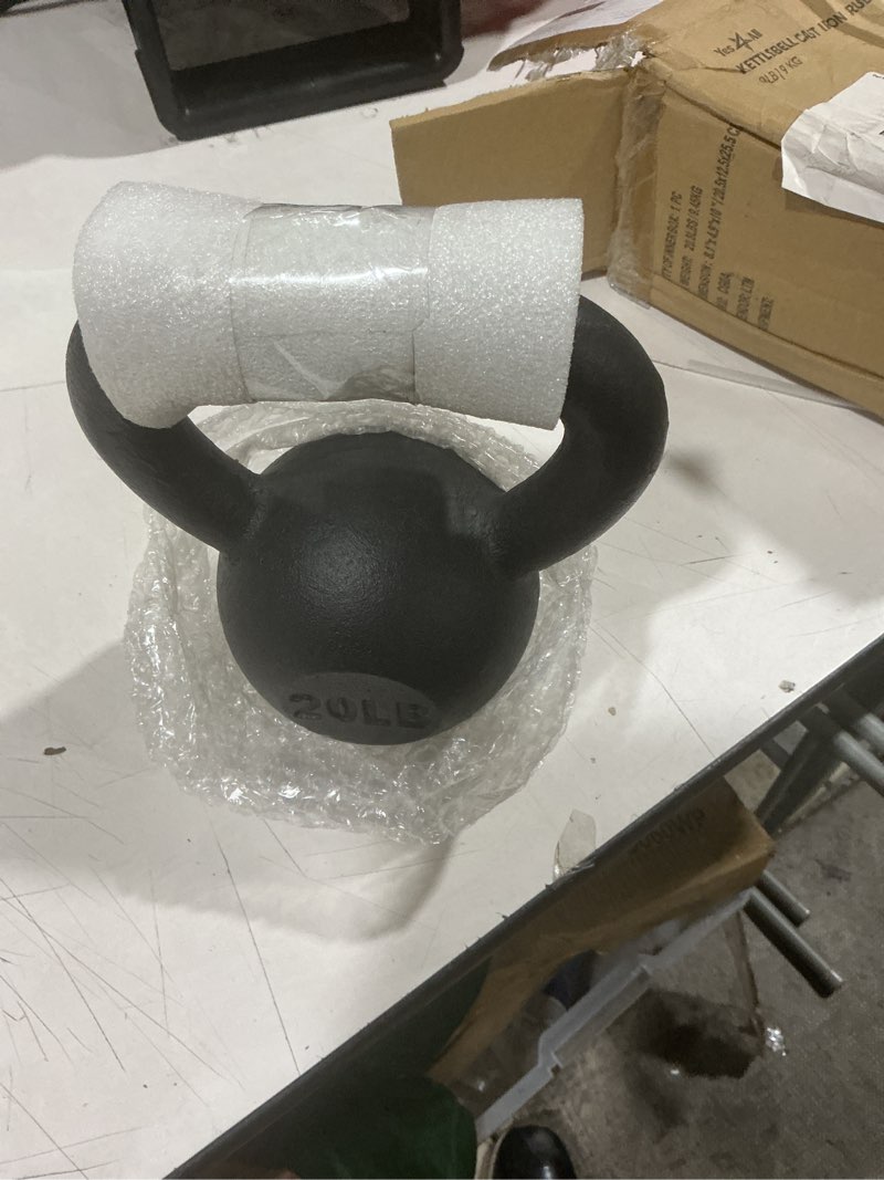 Condition photo showing As Is for yes4all cast iron kettlebell with protective rubber base, strength training kettlebells for weightlifting, conditioning, strength & core training