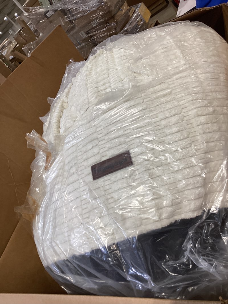 Condition photo showing As Is for fireside bean bag sofa - large bean bag chair for adults & teens, high density comfortable foam, memory foam, black & white black&white single