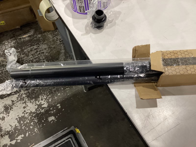 Condition photo showing Good Condition for extra long tension curtain rod no drill by ezfurni, 82–123 inch heavy duty tension rod with lock-in stability, spring-loaded non-slip secure hold for shower, window, patio, 1.26'' diameter, black black 82-123