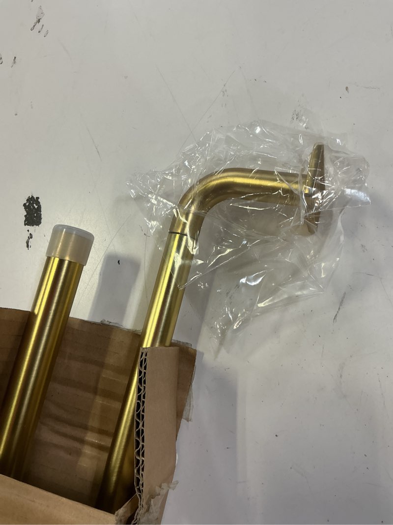 Condition photo showing Good Condition for 36"-66" french curtain rod antique brass - threshold™: steel, single rod, 25 lb capacity, gold finish