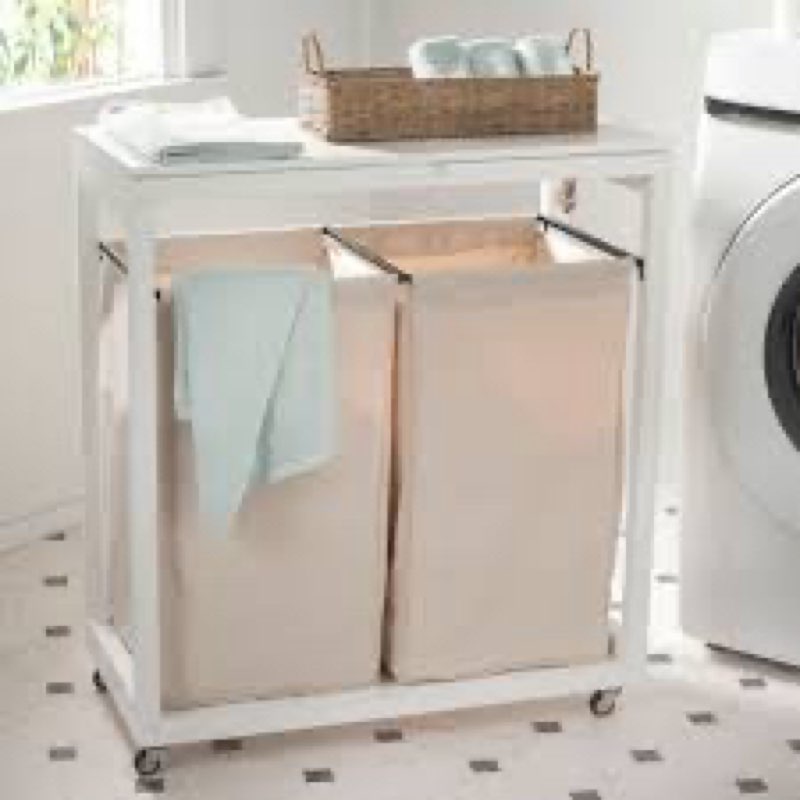 Wood Rolling Laundry Hamper