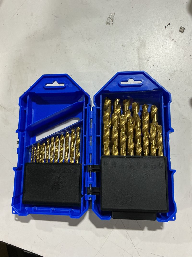kobalt 29 -piece x titanium coated hss jobber length twist drill bit set (unable to close)