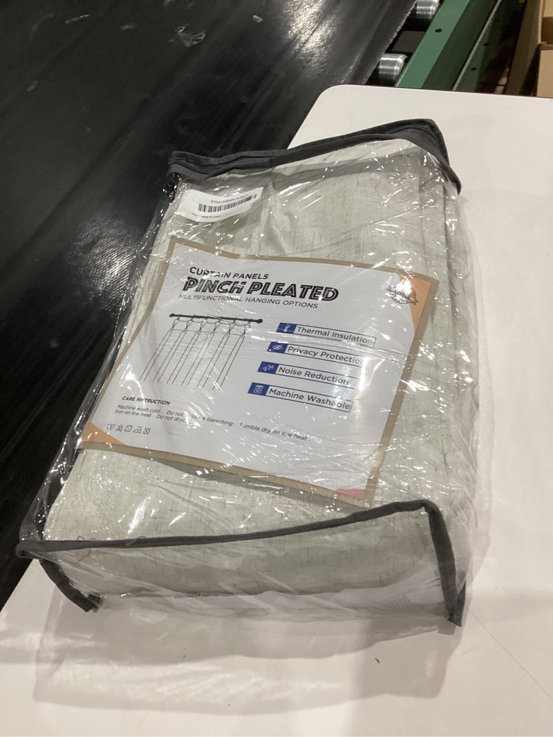 Condition photo showing Good Condition for Pinch Pleated Blackout Curtains 90 Inch Long, Linen Blend, 100% Blackout Drapes with 20 Hooks, Ideal for Bedroom and Living Room, 40" W x 90" L (Pack of 2), Natural Natural 40"W x 90"L (Pack of 2)