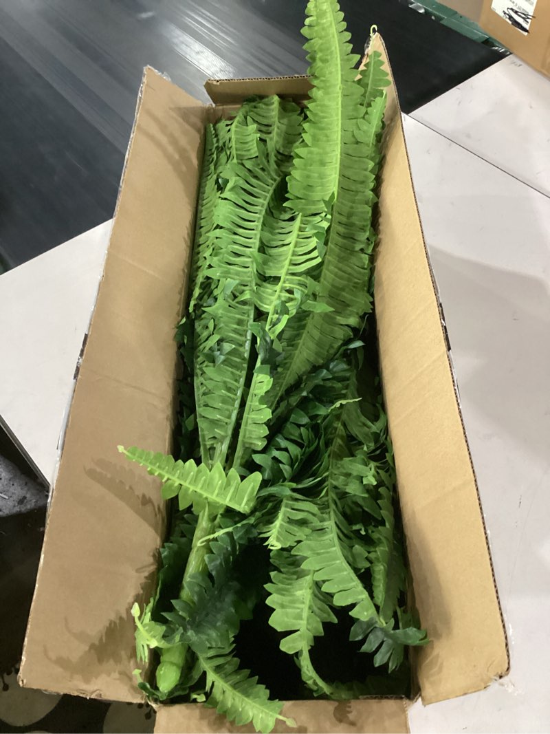 Condition photo showing Good Condition for forest prince 45" fake ferns, realistic large artificial bush plants, 2 artificial boston ferns with 59 fronds for outdoors planter indoor home garden porch decor