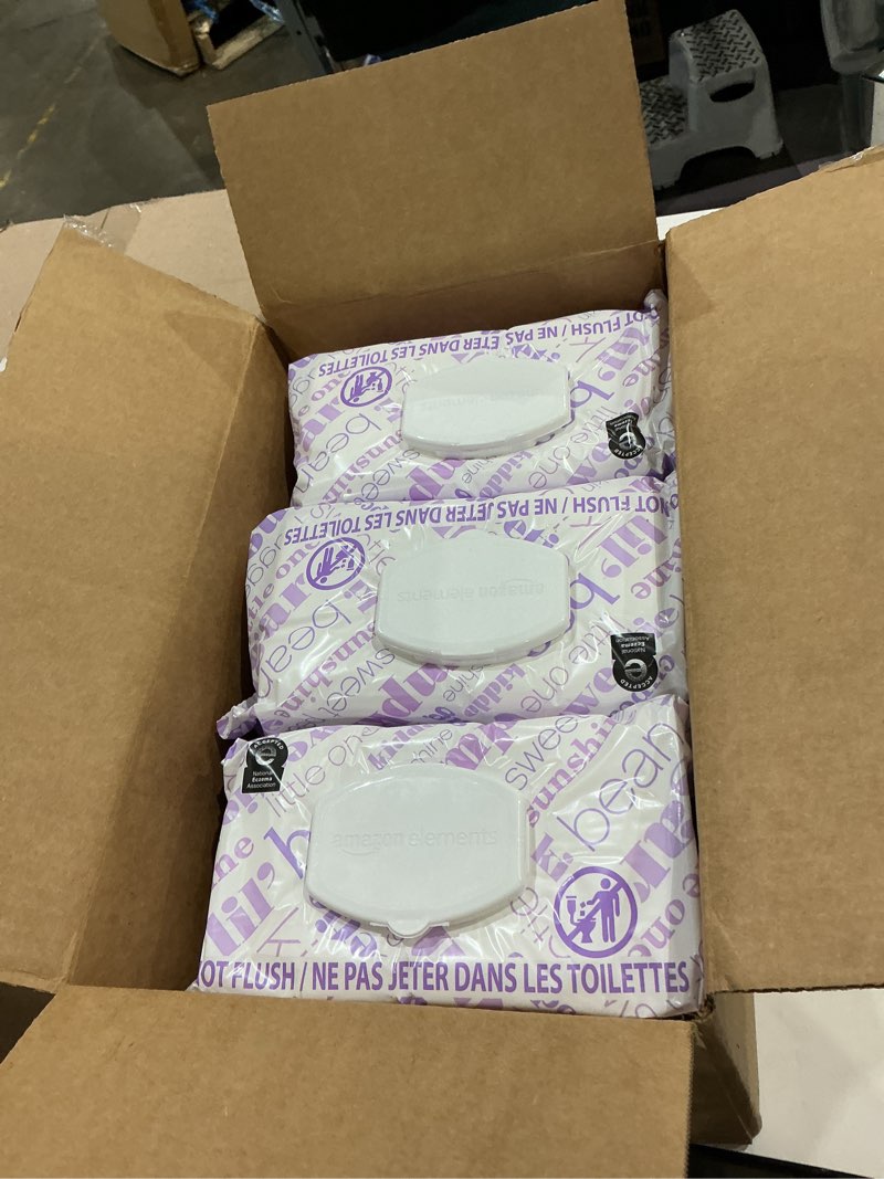 Condition photo showing New/Like New for amazon elements baby wipes, sensitive, 810 count, flip-top packs, pack of 9 fragrance free 90 count (pack of 9)
