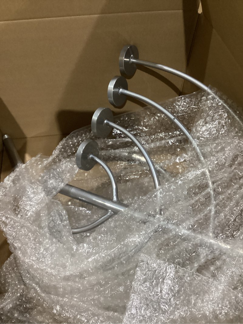 Condition photo showing As Is for Medium Modern Silver 9 Branch Lighting Thin Pipe Hanukkah Menorah, Metal-Aluminum