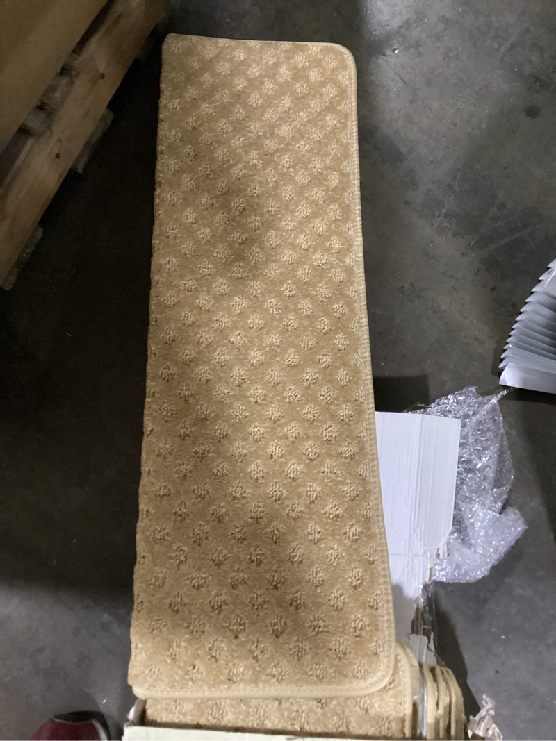 Condition photo showing Good Condition for mbigm bullnose carpet stair treads non slip stair mats for wooden stairs (14, camel - lattice, 9.5" x 30") 9.5" x 30" camel - lattice 14