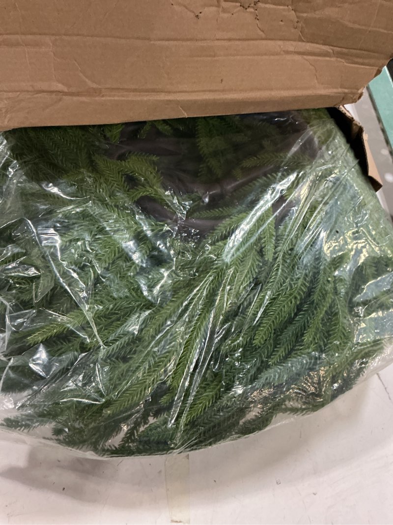 Condition photo showing New/Like New for jutom 2 pcs 9 feet christmas norfolk pine garland realistic artificial faux greenery cedar garland for mantle holiday indoor outdoor fireplace winter christmas decorations 1 9 feet