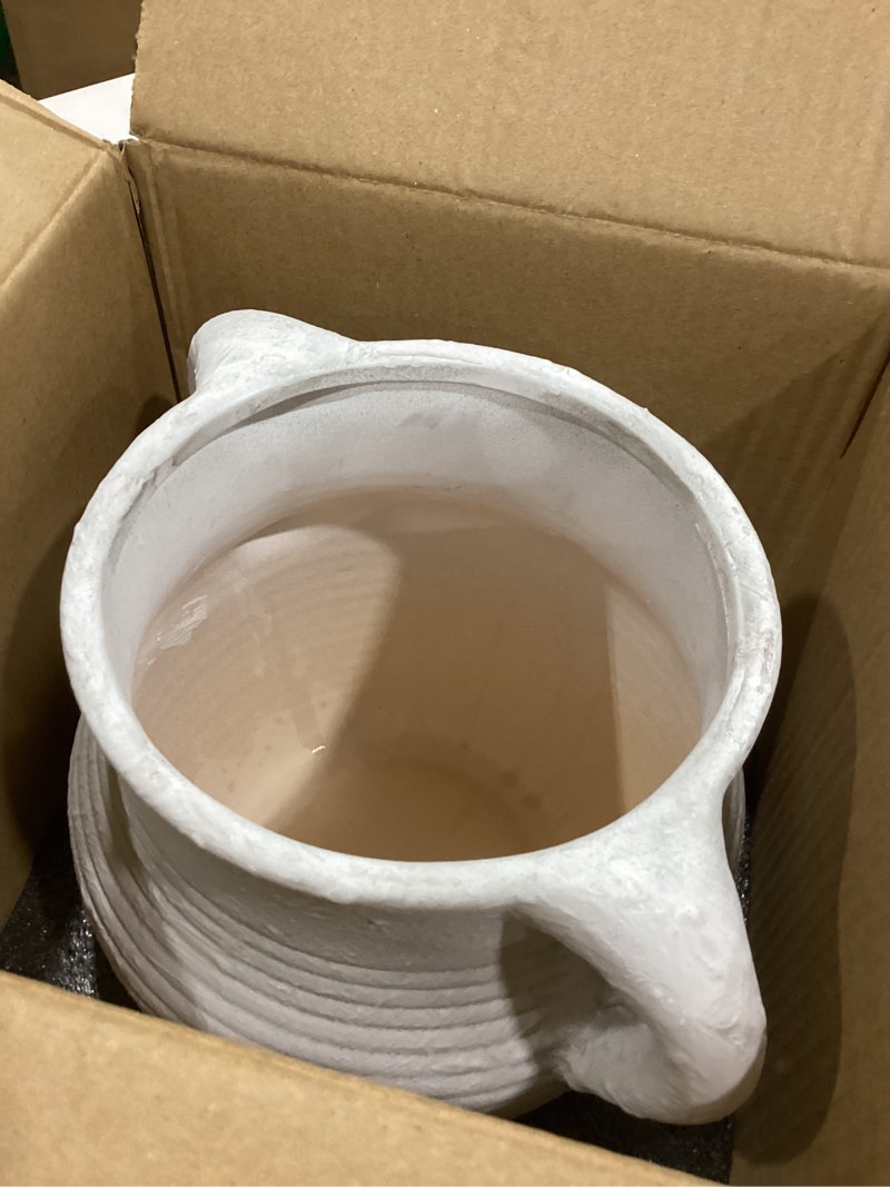 Condition photo showing Good Condition for rustic utensil holder for kitchen counter - large ceramic farmhouse cooking utensil crock & organizer for spatula, spoon - vintage kitchen decor (ivory)