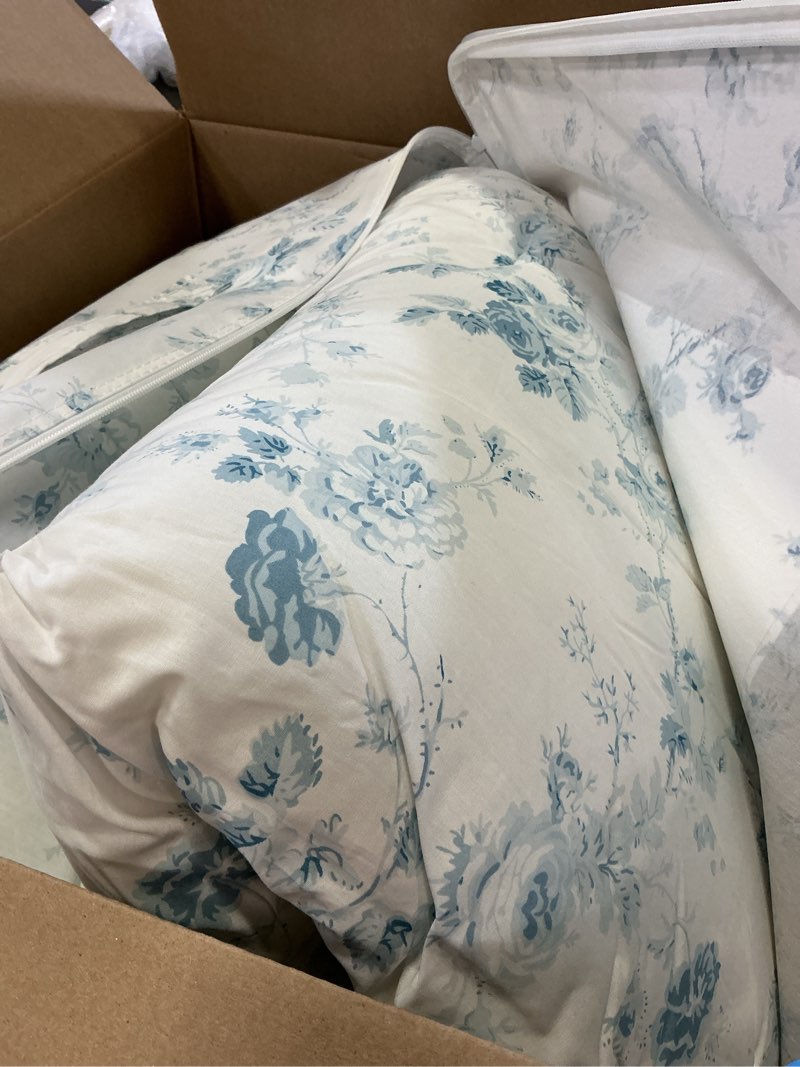 Condition photo showing Good Condition for laura ashley - twin xl comforter set, soft & reversible cotton bedding for year round use, 2 piece bed set with matching pillowcase (belinda blue) belinda blue twin xl