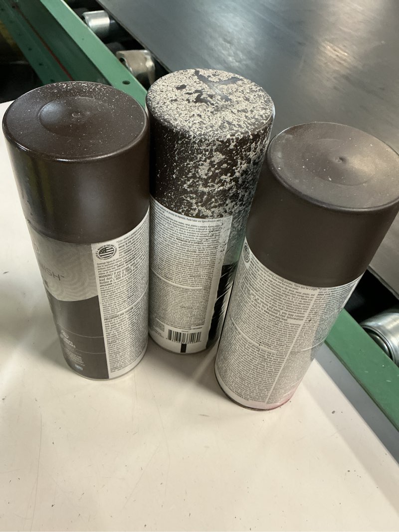 Condition photo showing As Is for 3 pcs glidden master finish 12 oz. satin dark granite interior/exterior all surface spray paint and primer