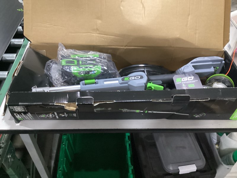 Condition photo showing As Is for ego power+ powerload st1511t 15 in. 56 v battery string trimmer kit (battery & charger) w/ telescopic shaft & 2.5 ah battery