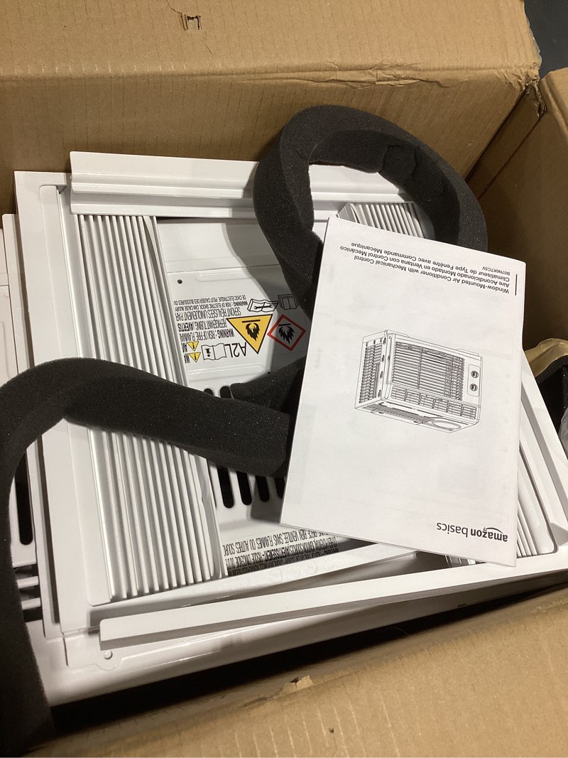 Condition photo showing Good Condition for amazon basics 5000-btu small window air conditioner, up to 150 sqf, window ac units with cool and fan functions, washable filter, adjustable window kit, intuitive mechanical controls, white white 5000 btu