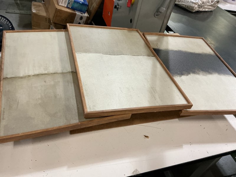 Condition photo showing Good Condition for chditb large abstract framed canvas wall art set, modern neutral wall decor, minimalist textured wall painting, beige blown art print for living room, bedroom, dining room, office, bathroom -16"x24"x3 neutral textured 16"l x 24"w
