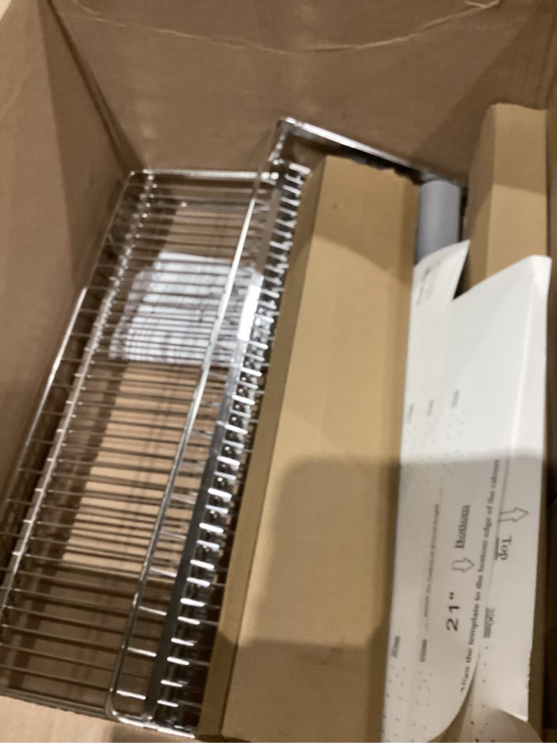 Condition photo showing As Is for SOFRON Expandable Pull Out Drawer Cabinet Organizers, Heavy Duty Slide Out Storage Shelf for Home Kitchen Pantry Cupboard Pots Pans, Adjustable Width from 12.1"~18.4", Stainless Steel 2 Pack