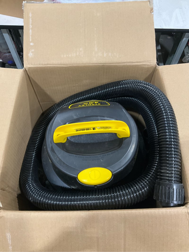 Condition photo showing As Is for stanley - sl18129 wet/dry vacuum, 4 gallon, 4 horsepower, stainless steel tank silver+yellow