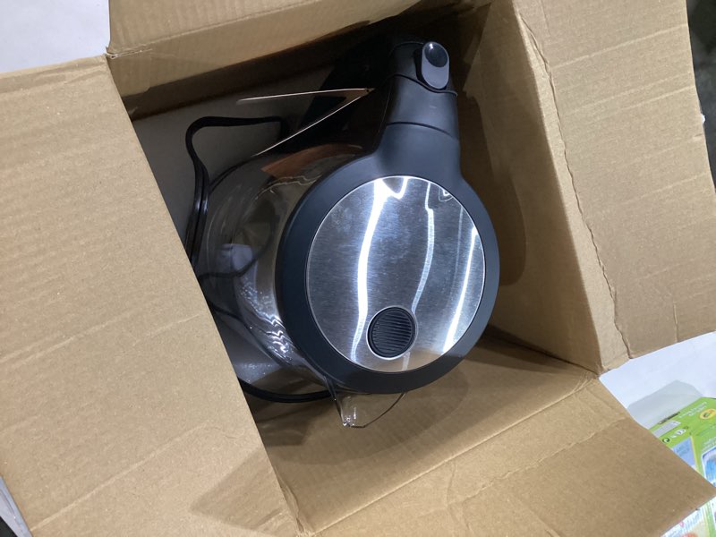 Condition photo showing Good Condition for cosori electric kettle, no plastic contact with water, 1.7l, black | wide opening, easy to clean, auto shut-off, boil-dry protection, tea kettle, hot water boiler, borosilicate glass, 1500w 1.8 quarts black