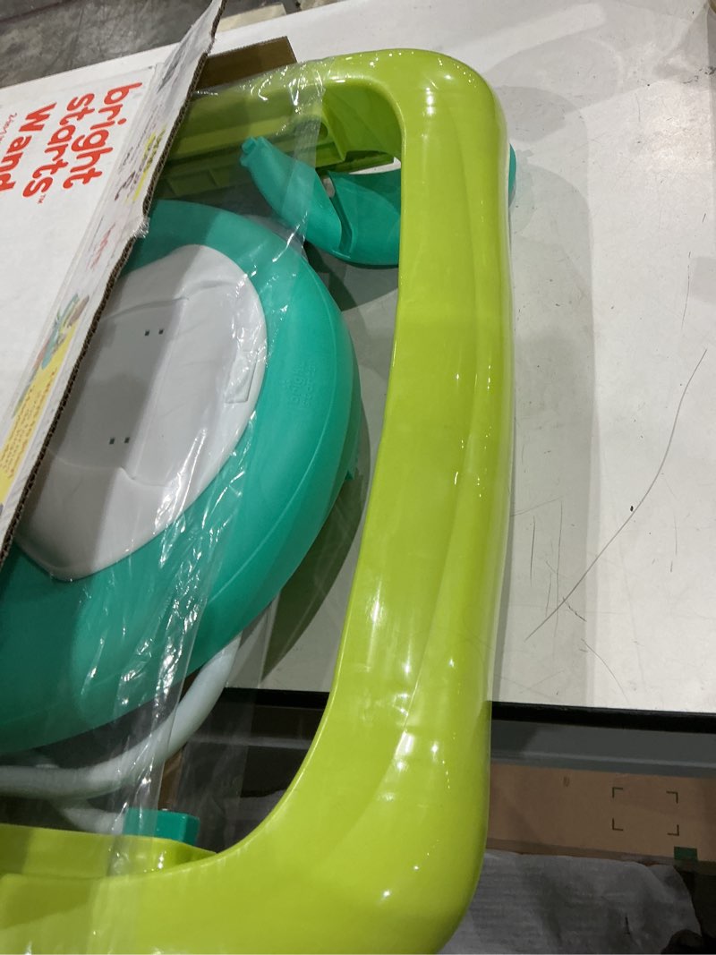 Condition photo showing As Is for bright starts wanderlights 2-in-1 baby walker for infants, blue, green