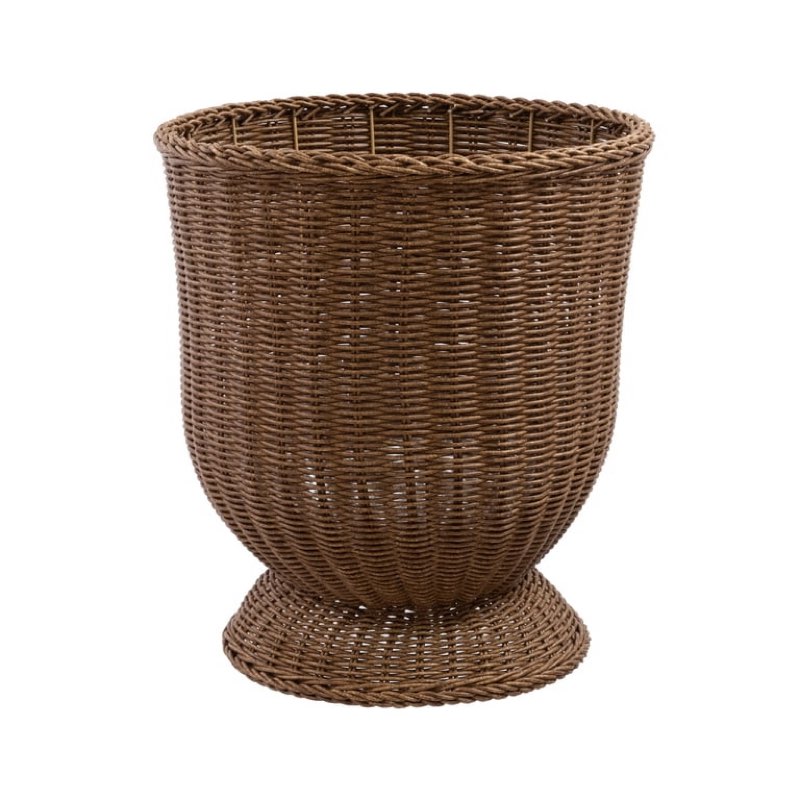 Syznb 16 Inch Brown Woven Resin Urn Planter Easter Decor Outdoor Indoor Wicker Style Flower Pot Classic Garden Pedestal Container for Spring Porch Entrance Display