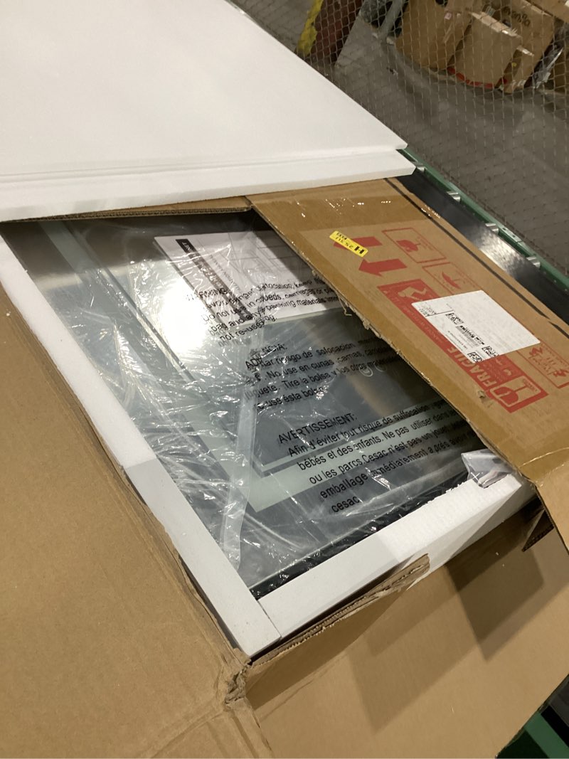 Condition photo showing New/Like New for tokeshimi 24x30 recessed medicine cabinet with lights mirror, 3-color stepless dimmable led mirror medicine cabinet with electrical outlets and defog, in wall mirror with storage 30"l x 24"w black