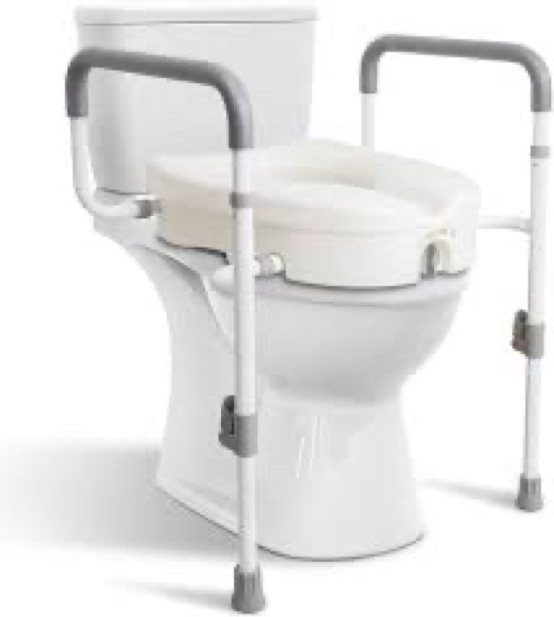 WeHwupe Raised Toilet Seat with Handles for Elderly - Toilet Seat Risers for Seniors with Adjustable