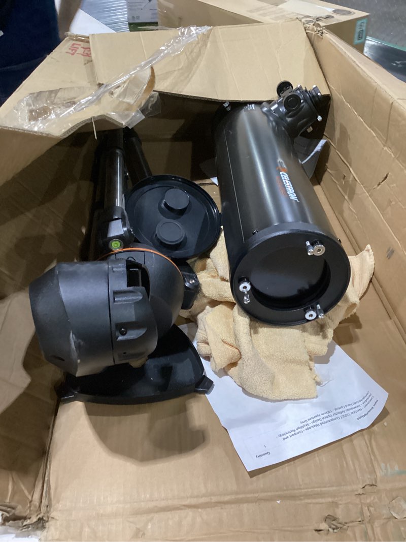 Condition photo showing As Is for used incomplete celestron - nexstar 130slt computerized telescope - compact and portable - newtonian reflector optical design - skyalign technology - computerized hand control - 130mm aperture grey nexstar 130 slt telescope only