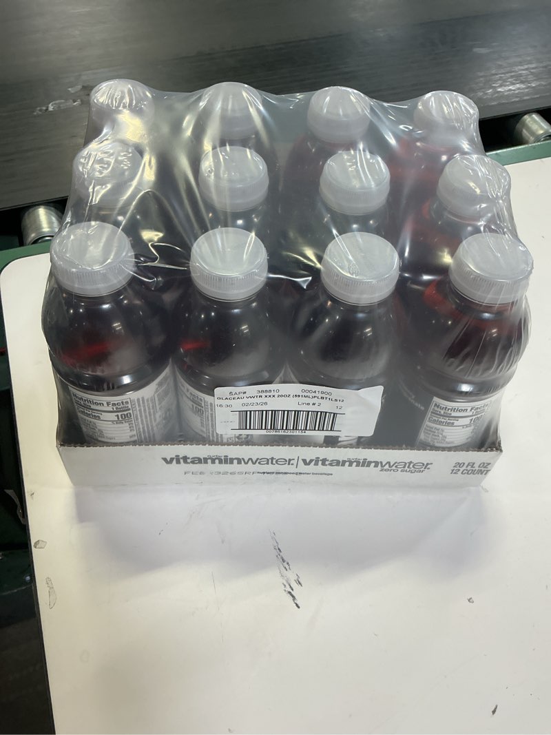 Condition photo showing New/Like New for ( 02/23/26)vitaminwater XXX Açai Blueberry Pomegranate Nutrient Enhanced Flavored Water Beverage, 20 fl oz Bottles, 12 Pack XXX Açai Blueberry Pomegranate 20 fl oz (Pack of 12)
