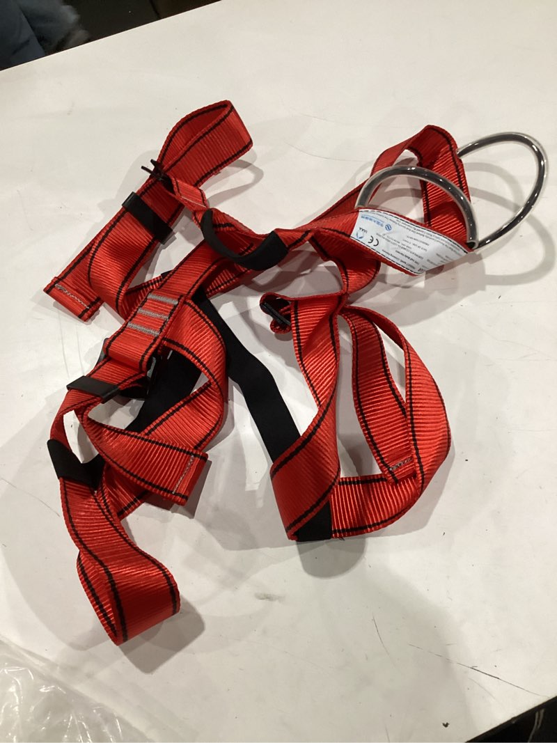Condition photo showing New/Like New for newdoar climbing harness, mountaineering rock climbing harness, half body harness for rappelling fire rescuing tree climbing red