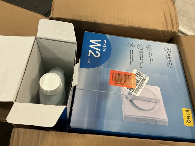 Condition photo showing As Is for ECOVACS WINBOT W2 PRO Window Cleaning Robot, 3 Nozzles Water Sprayer, 10-Level Protection System, Win-SLAM 4.0 Path Planning, Steady-Climbing System, Edge Detection, App Control