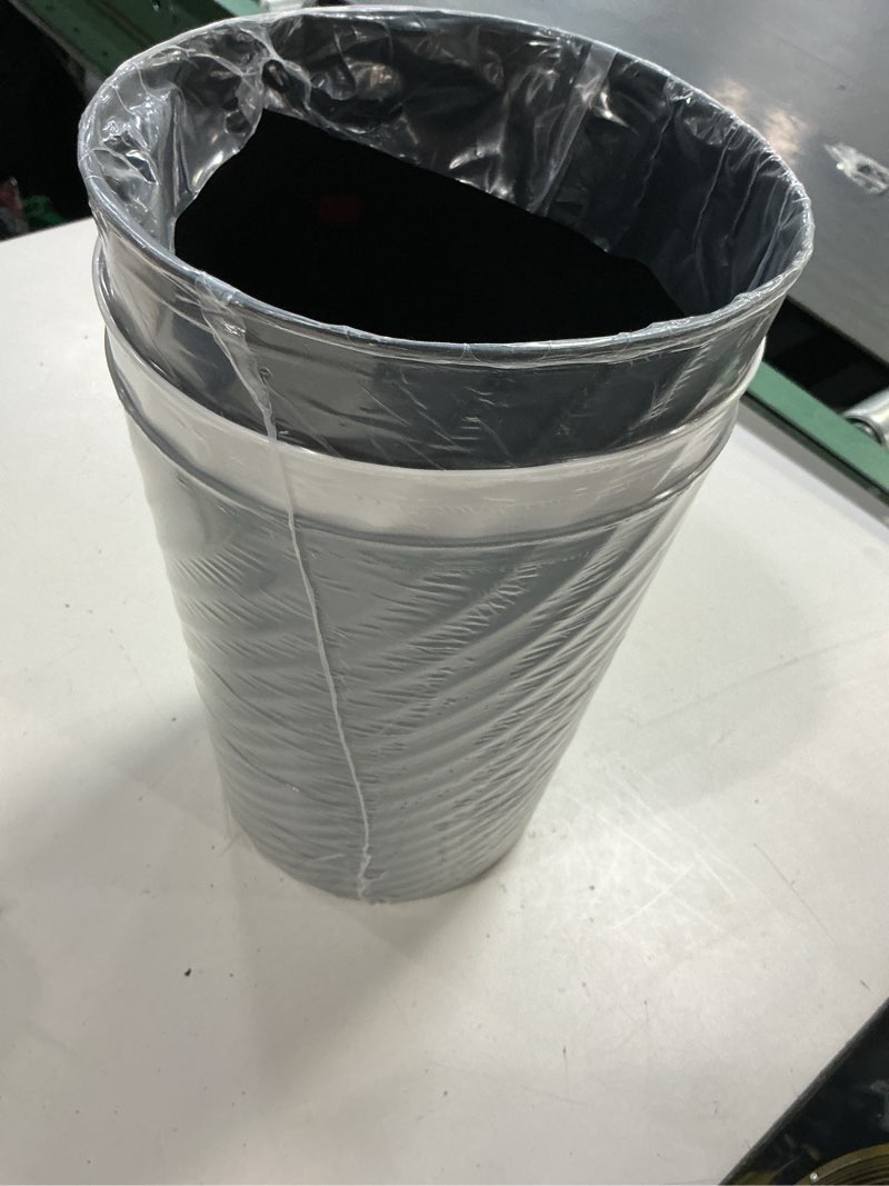 Condition photo showing New/Like New for lysam bathroom trash can, 3 pack 1.8 gallons small trash can with trash bags, bathroom garbage can, plastic trash bin, round waste basket for bedroom, office, room (white black grey) white & black & grey 3 pack