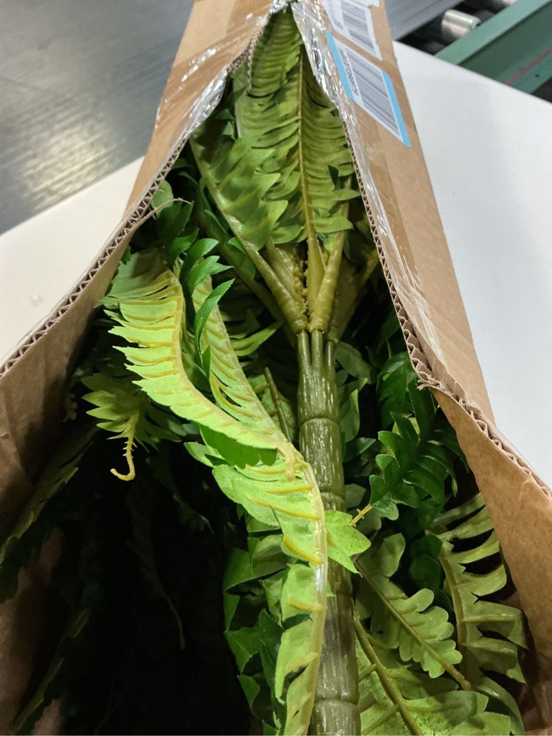 Condition photo showing Good Condition for 45" fake ferns, realistic large artificial bush plants, 2 artificial boston ferns with 59 fronds for outdoors planter indoor home garden porch decor green