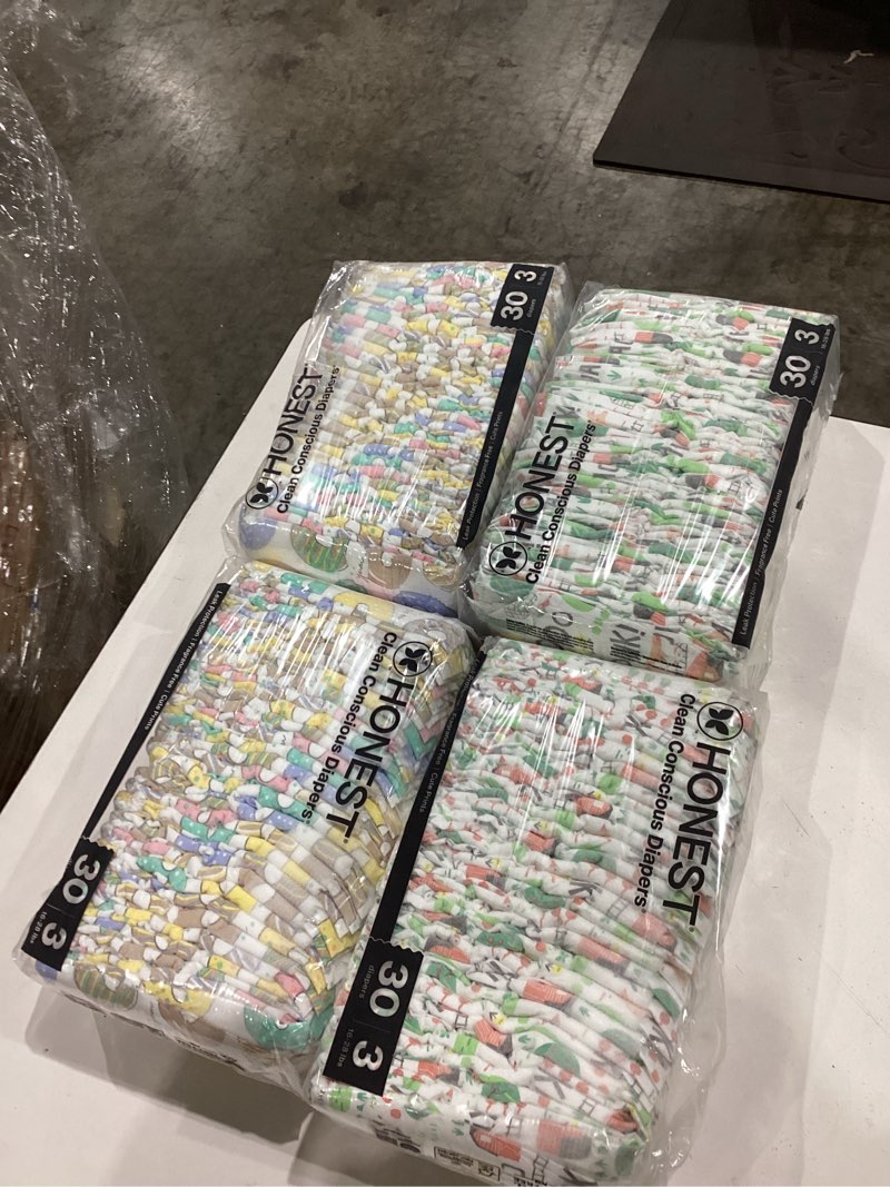 Condition photo showing Good Condition for unused & nwt ~ honest clean conscious diapers donut grow up 120 diapers size 3 /16-28 lbs.
