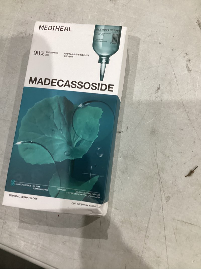 Condition photo showing New/Like New for Mediheal Madecassoside Essential Sheet Mask Blemish Repair 10 pcs. 98% Purity Madecassoside & Hyaluronic Acid Included. Enhancing Moisture Barrier & Skin Texture Care. Vegan Formula Sheet Mask