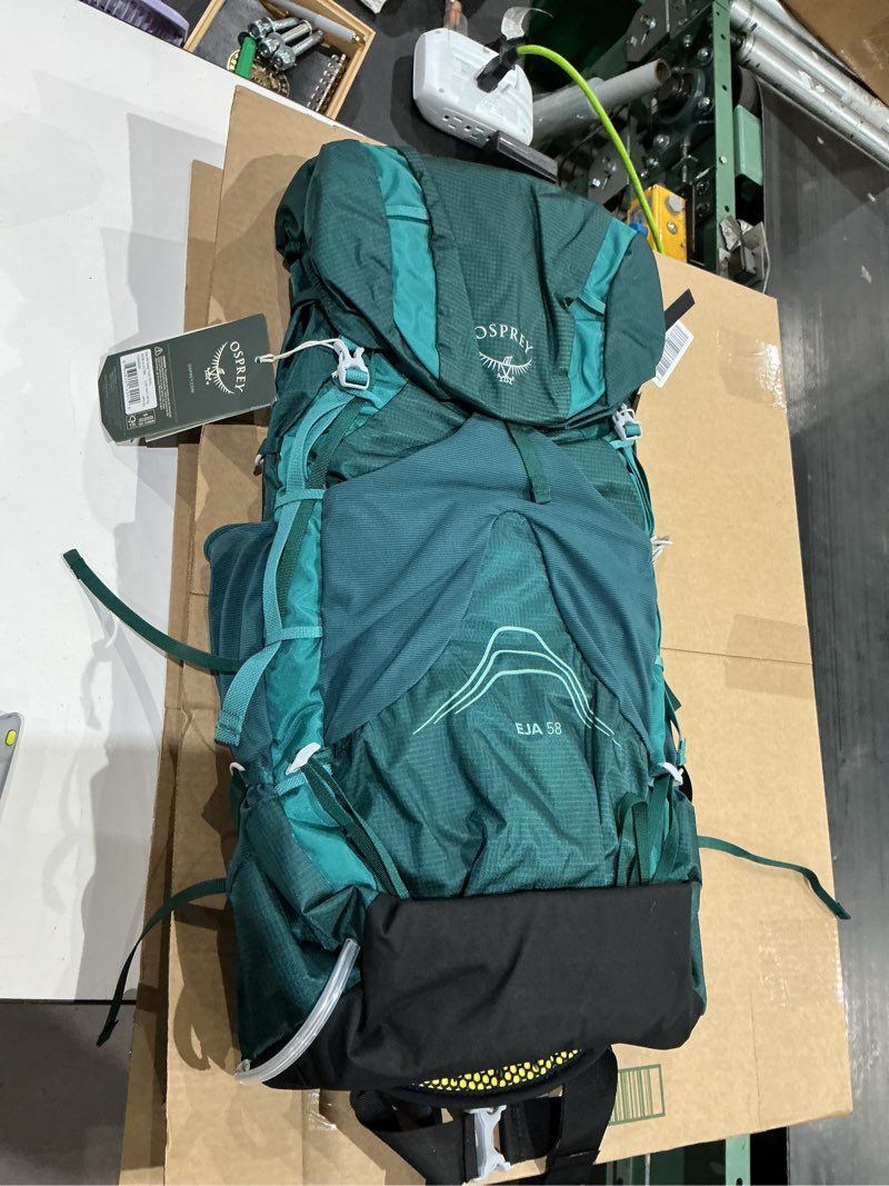 Condition photo showing New/Like New for osprey eja 58 women's ultralight backpacking backpack medium/large deep teal