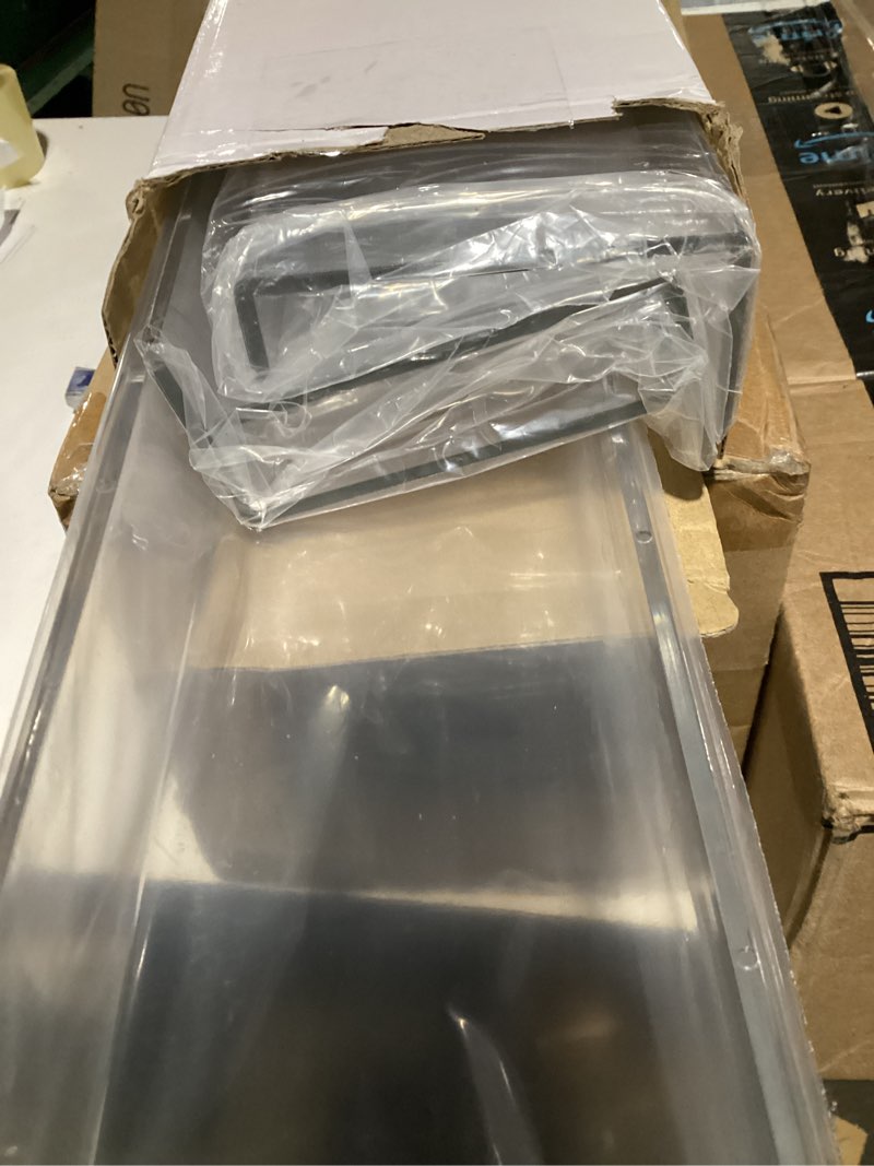 Condition photo showing New/Like New for 24 Inch Clear Floating Shelves 4 Pack Acrylic Shelves Invisible Floating Wall Ledge Bookshelf 5MM Thick Book Display Shelves Wall Mounted Bathroom Kitchen Organizer 24" 4 Pack