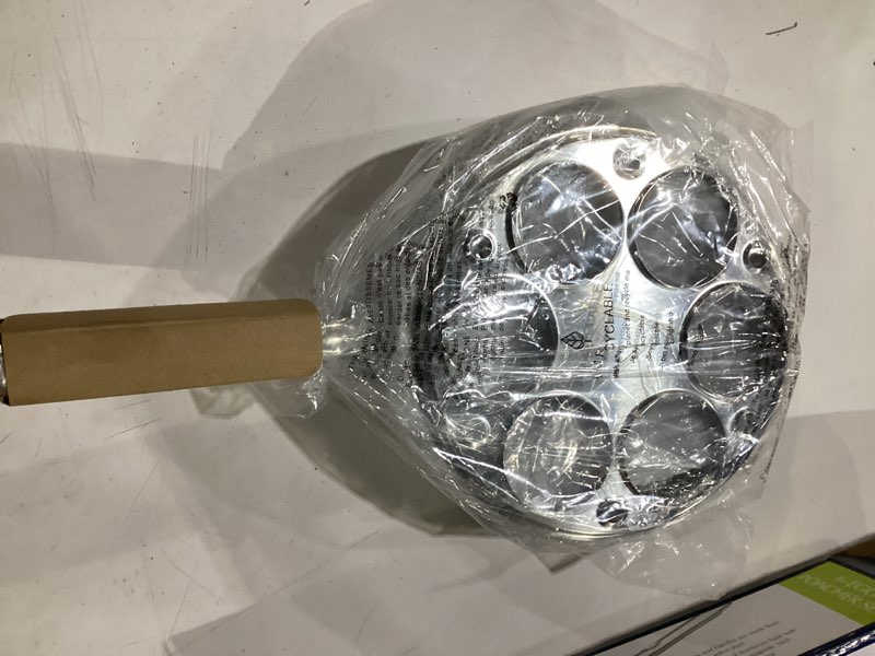 Condition photo showing New/Like New for rsvp international endurance® egg poacher set for 6 eggs | glass lid with steam vent | perfectly poached eggs | includes non-stick poaching insert | dishwasher safe