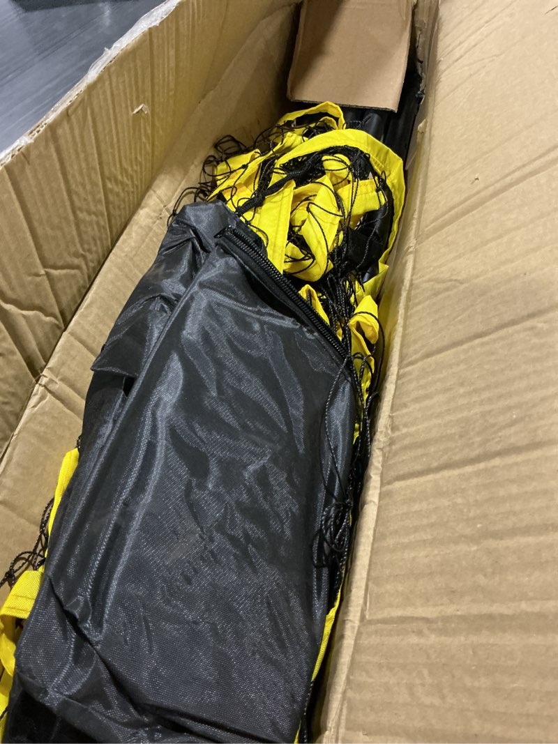 Condition photo showing As Is for ultra sporting goods volleyball net - includes 32x3 feet regulation size net, 8.5-inch pu volleyball, carrying bag, boundary lines, steel poles & pump - height adjustable for men, women & co-ed games