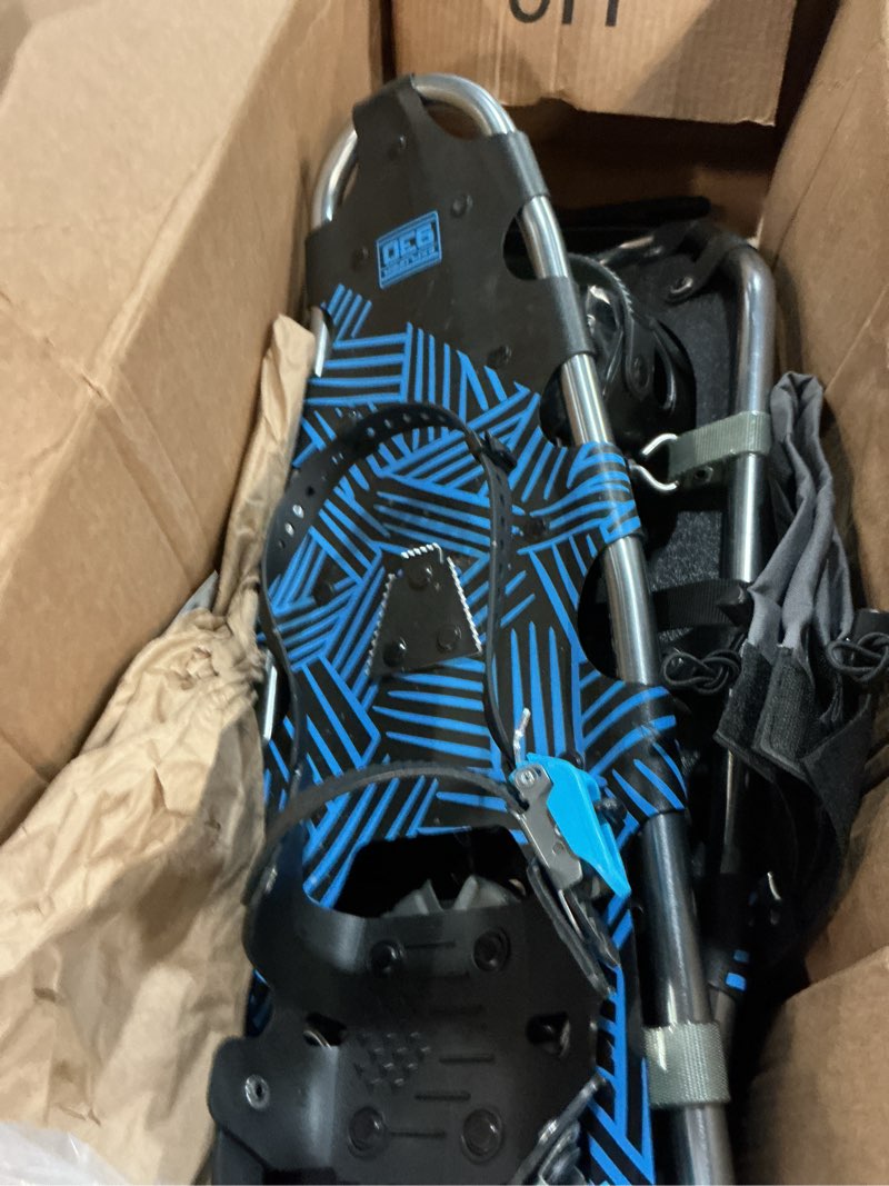 Condition photo showing Good Condition for G2 21/25/30 Inches Light Weight Snowshoes for Women Men Youth, Set with Trekking Poles, Tote Bag, Gaiters,Special Fast Ratchet Binding, Orang/Blue/Red Available 30"(Up to 250lbs) Blue