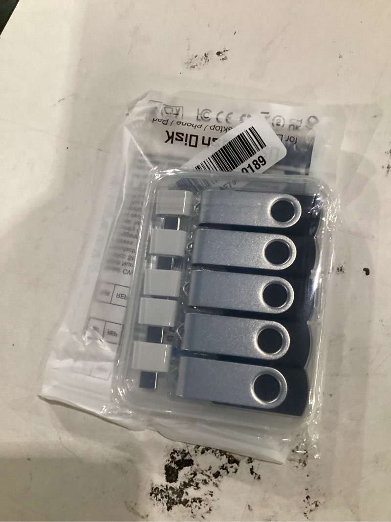 Condition photo showing New/Like New for 5 pack 64gb usb flash drive with type c adapter and storage box usb 2.0 high speed metal pen drive 360° rotatable storage memory stick for phone/pad/pc/laptop/android - black(5-pack 64gb)