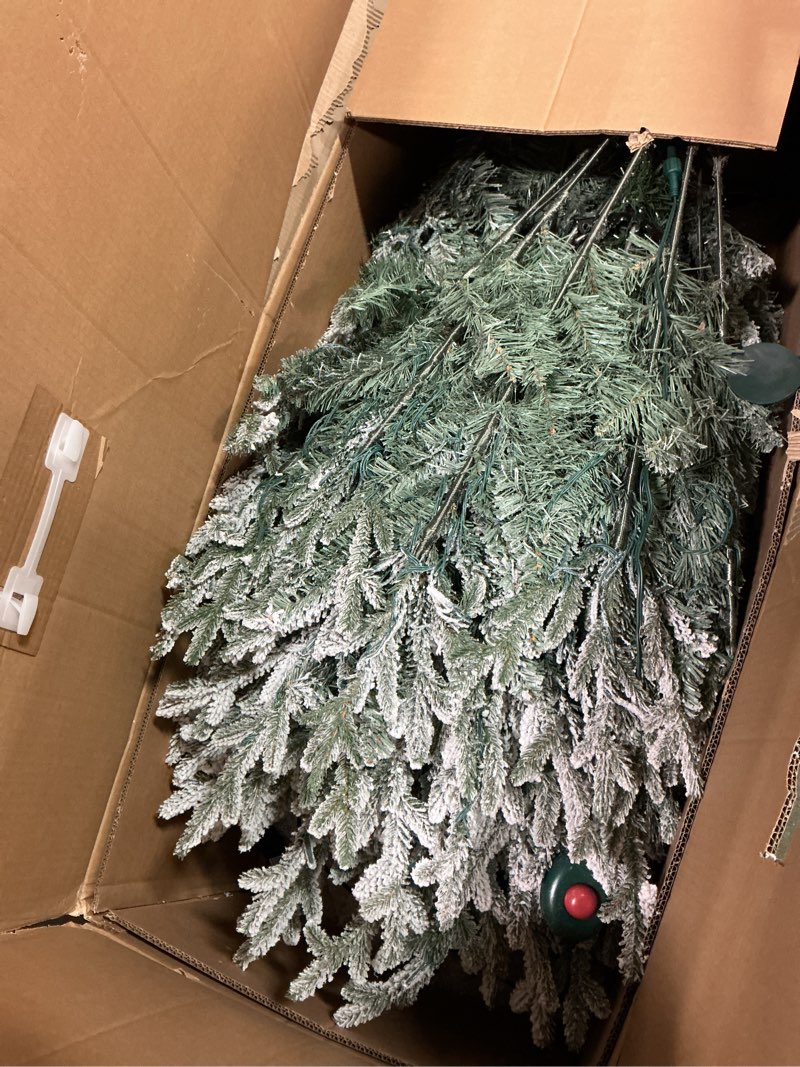 Condition photo showing Good Condition for GE 7.5-ft Flocked Montana Fir Pre-lit Artificial Christmas Tree with White LED Lights