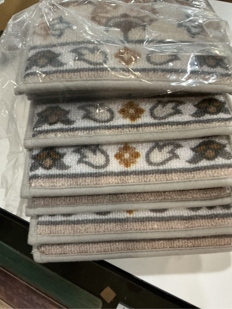 Condition photo showing New/Like New for beqhause stair treads for wooden steps non-slip machine washable carpet stair treads 8"x30" soft indoor stair rug runner for kids elders and pets, 100% polyester, tpe backing, 15pcs, brown/grey 15pcs brown/grey 15