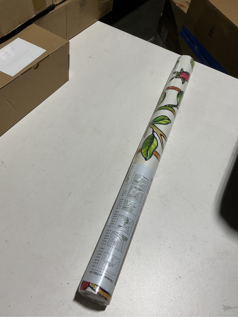 Condition photo showing Good Condition for uni window film static clings non adhesive 3d stained glass window decals uv protection (red rose, 37.4 x 24.4 inch) 37.4 x 24.4 inch red rose