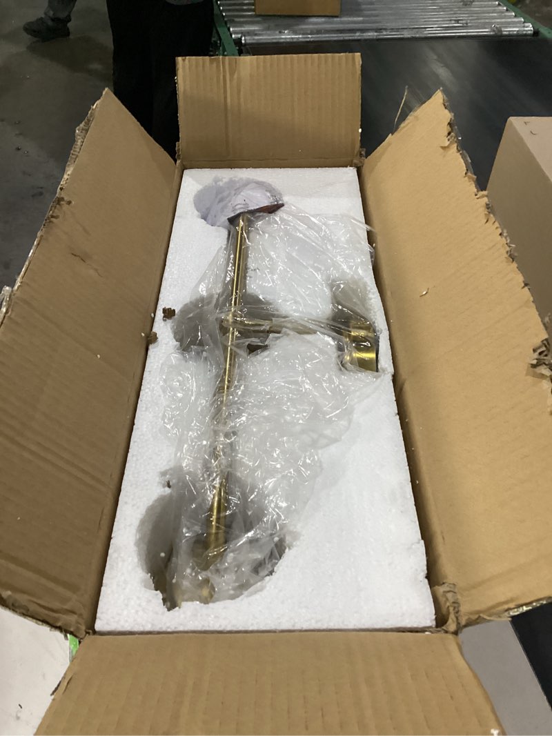 Condition photo showing New/Like New for ruiyey bathroom vanity light fixtures: 3-lights gold vanity lights over mirror, 17 inch e26 60w modern bathroom lighting fixture with milky white glass for bath restroom 3 light gold