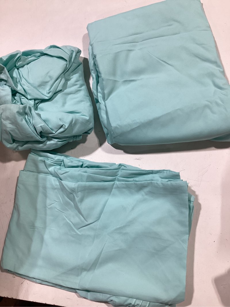 Condition photo showing Good Condition for full size 4 piece sheet set - comfy breathable & cooling sheets - spa blue | hotel luxury bed sheets for women & men, deep pockets, easy-fit, extra soft and wrinkle free sheets, oeko-tex bed sheet set 22 - spa blue full