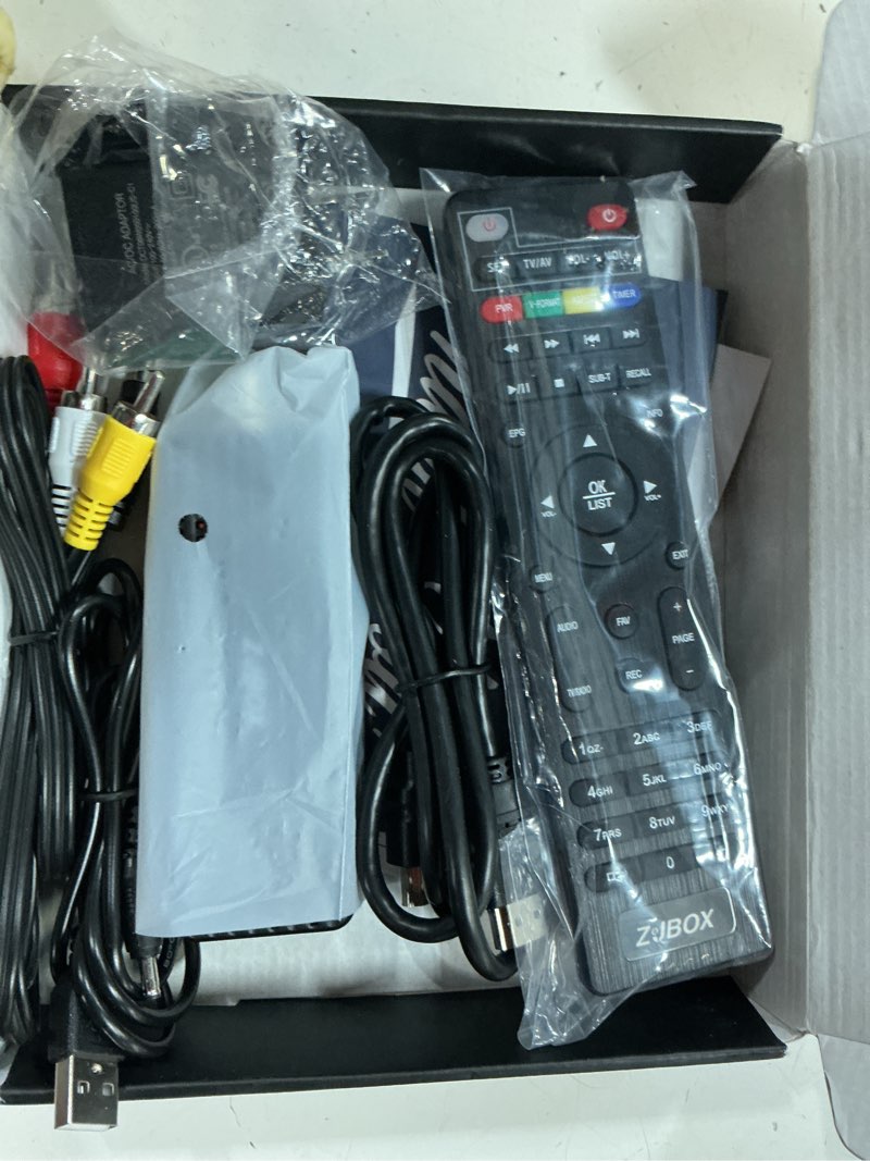 Condition photo showing Good Condition for zjbox digital converter box for tv,1080p atsc tv tuner box with hdmi output and 3rca cables hidden behind tv?with power adapter?2-in-1 remote?tv program recording&playback,usb media player