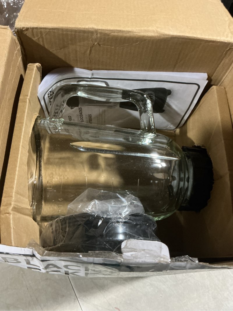 Condition photo showing As Is for black+decker countertop blender with 6-cup glass jar, 10-speed settings, black, bl2010bg