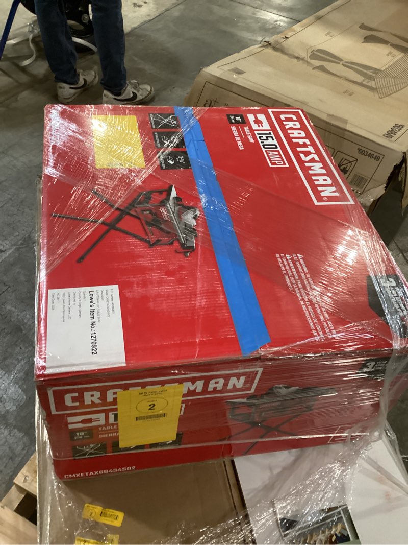 Condition photo showing As Is for craftsman 10-in 15-amp 120-volt corded portable jobsite table saw with folding stand